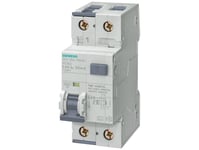 Siemens Kombinationsbrytare C 25A, 1-Polig + Zeroc-Egenskap10ka Kortslutningskapacitet30ma Utlösningsström, 230V Ac, 36 Mm Bred