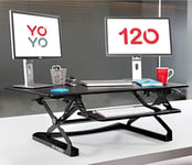 Yo-Yo Desk 120 (BLACK) Height Adjustable Standing Desk [120cm Wide]. Superior sit-stand solution suitable for all workstations and standing desk workplaces.