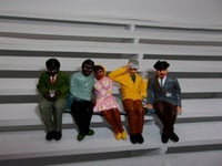 F793 Greenhills Scalextric Carrera Group of 5 Hand Painted Seated Spectators ...
