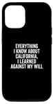 Coque pour iPhone 13 Pro Design humoristique « Everything I Know About California »