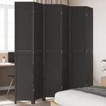 Room Divider 6 Panels Black Solid Wood Paulownia vidaXL