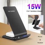 2in1 20W  Wireless Charger Dock Fast Charging Stand For Apple iPhone 14 Pro 13