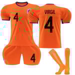 UEFA Euro 2024 Nederländerna Hemma Barn Fotbollströja Nr 4 Virgil 26