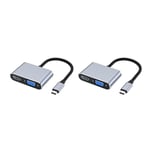 2X USB C to VGA Multiport Adapter 4K Type C USB-C HUB Video Projectors Converter