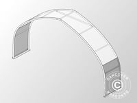 Förlängning 1,5m för tälthall, rundbågehall Lagertält Förrådstält 9x15x4,42m, PVC, Vit/Grå