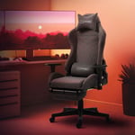ML-Design Pelaajan tuoli; harmaa-punainen; kangas; ergonominen toimistotuoli; säädettävä pyörivä tuoli; kilpa-ajajan tuoli käsinojilla; pääntuki;