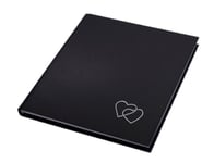 Gæstebog i sort lærred med sølvtryk hjerter,  4000411