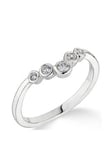 Love DIAMOND 9ct White Gold 0.12ct Diamond 5 Stone V Shaped Ring, White Gold, Size L, Women
