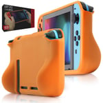Orzly Grip Case for Nintendo Switch - Protective Back Cover for Nintendo Switch (NOT OLED MODEL) in Handheld Gamepad Mode with Built in Comfort Padded Hand Grips - Orange