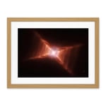 Artery8 Hubble Space Telescope Image Dying Star HD 44179 Red Rectangle Nebula With Rungs Of Gas And Dust Forming Ladder Like Structures Reflecting Light Artwork Framed Wall Art Print 18X24 Inch
