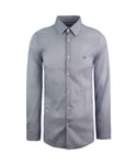 Lacoste Slim Fit Mens Blue Woven Shirt Cotton - Size X-Large