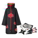 Akatsuki Uchiha Itachi Anime Cosplay Unisex kostym Ninja Naruto Kappa Halloween Jul Påskfest Klänningar Carniva-1 S
