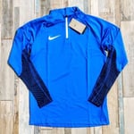 Nike Dri-Fit Strike 1/2 Zip Football Sport Drill Top Mens Medium Royal Blue New