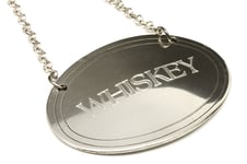 Whiskey Oval Pewter Decanter Label on Chain