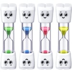 4 Pieces Toothbrush Timer for Kids 2 Minute Sand Timer Smile Pattern Tooth Brushing Sand Timer Timers for Proper Tooth Brushing Boys Girls Oral Hygiene Party Favors (Blue, Pink, Yellow, Green)