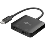goobay 60173 USB C to HDMI Adapter / 4K @ 60Hz USB Splitter Laptop to 2 Monitors / 2Port HDMI Hub 32.4 Gbits/HDMI Docking Station/Black