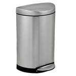 simplehuman Semi-Round Pedal Bin, Brushed Stainless Steel, 10L