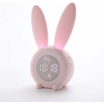 Riceel - Réveil lapin rose pour enfants créatif led lapin veilleuse tactile et entraîneur de sommeil rechargeable pour chambre garçon fille, rose