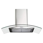 Parmco Canopy Rangehood 90cm 1,000m3/h max. extraction Clear Curved Glass with Push Button Control