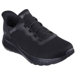 Skechers Men's Bobs Sport Squad Chos Slip-Ins Black Low Top Sneaker Shoes Foo