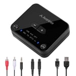 Avantree Audikast Plus Bluetooth 5.0 Transmitter for TV with Volume Control, aptX Low Latency Wireless Audio Adapter for 2 Headphones (Optical, AUX, RCA, USB) 100ft Long Range