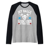My Balls Look Good On Your Face Funny Paintball Game Raglan Baseball Tee