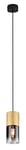 TRIO, Suspension, Robin 1xE27, max.28,0 W Verre, Fumé, Corps: Métal, Laiton mat Ø:10,0cm, H:150,0cm IP20,Sans illuminant,Réglable en hauteur,Source lumineuse remplaçable p