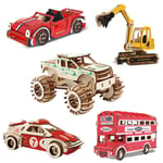 7types Wood Car Mechanical Wooden 3d Puzzle Model Assembly Diy 3
