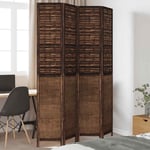 Room Divider 4 Panels Dark Brown Solid Wood Paulownia vidaXL