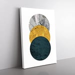 Big Box Art Textured Shapes No.1 Canvas Wall Art Print Ready to Hang Picture, 76 x 50 cm (30 x 20 Inch), White, Teal, Gold