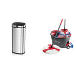 Morphy Richards Chroma 971519 Square Sensor Bin with Motion Sensing Technology and 3 Lemon Scented Bin Liners, 50 Litre & Vileda Turbo Microfibre Mop and Bucket Set, Grey/Red,48.5 x 27.5 x 28 cm