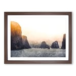 Ha Long Bay In Vietnam Painting Modern Art Framed Wall Art Print, Ready to Hang Picture for Living Room Bedroom Home Office Décor, Walnut A4 (34 x 25 cm)