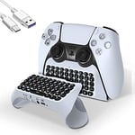 Keyboard for PS5 Controller, Gaming Keyboard, Wireless Chatpad Message KeyPad with Headset & Audio Jack, Controller Accessories for PS5, BT Quickly Connect, USB Charged - Built in Speakers