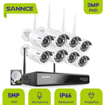 Sannce - 5MP hd Système de caméra de sécurité nvr sans fil caméras WiFi 3MP Stream Accès à distance et alertes de mouvement Micro intégré ai