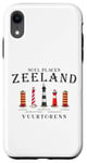 Coque pour iPhone XR Zélande, côte de la mer du Nord Pays-Bas, phares dessin