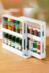 2 Tiers Rotating Jars Spice Rack Kitchen Storage Holder Shelf Cabinet Organizer
