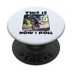 10 Year Old Birthday Party T-Rex Dinosaur Riding a Bike Kids PopSockets Swappable PopGrip