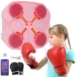 Umelee Machine de Boxe Musicale avec Gants de Boxe pour Enfants, Music Boxing Machine Intelligente, Machine Boxe Fixée au Mur avec Bluetooth et Lumière LED, Chargement USB-C (Rose)