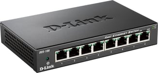 D-Link Ethernet Switch, 8x10/100Mbps, metalkabinet, sort