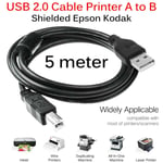 5m Usb Printer Cable 2.0 Type A To Type B For Scanner Pc Lead Hp Epson Kodak Uk