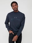 Armani Exchange Gloss Logo Sweatshirt - Navy, Navy, Size Xl, Men