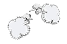 Lykka Symbols fyrklöver pärlemor silverörhängen