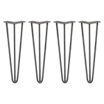 4 x Premium Hairpin Table Legs FREE Screws AND Protector Feet 16" 3 Prong