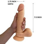 Dildo SEX TOY 7.5 INCH REALISTIC with BIG BALLS & Suction Cup Vagina Anal GIRTHY