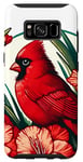 Coque pour Galaxy S8 Motif floral cardinal rouge du Nord