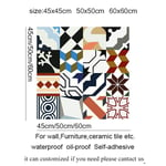 FZBK Morocco Retro Tiles Wall Stickers for Bathroom kitchen Tile Stickers Decor Adhesive Waterproof PVC Stair Waist Line 60x60cm DIY-18_60x60cm