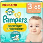 Pampers Premium Protection New Baby Size 3  6kg - 10kg 136 Nappies 2 Packs
