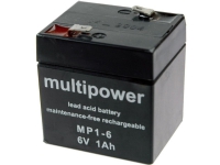 multipower MP1-6 MP1-6 Blybatteri 6 V 1 Ah Blyfilt (B x H x D) 51 x 55 x 42 mm Plattkontakt 4,8 mm Underhållsfritt, låg självurladdning
