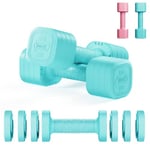 Dripex Lot de 2 Haltères Musculation Réglables 2,5 kg Poids Musculation 4 en 1 avec Poignée en Caoutchouc TPU pour Femme Homme Gym à Domicile Entraînement - Bleu