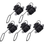 POFET 5pcs Air Valve Inflatable Boat Spiral Air Plugs One-way Inflation Replacement Screw Boston Valve for Rubber Dinghy Raft Kayak Pool Boat Airbeds, Black